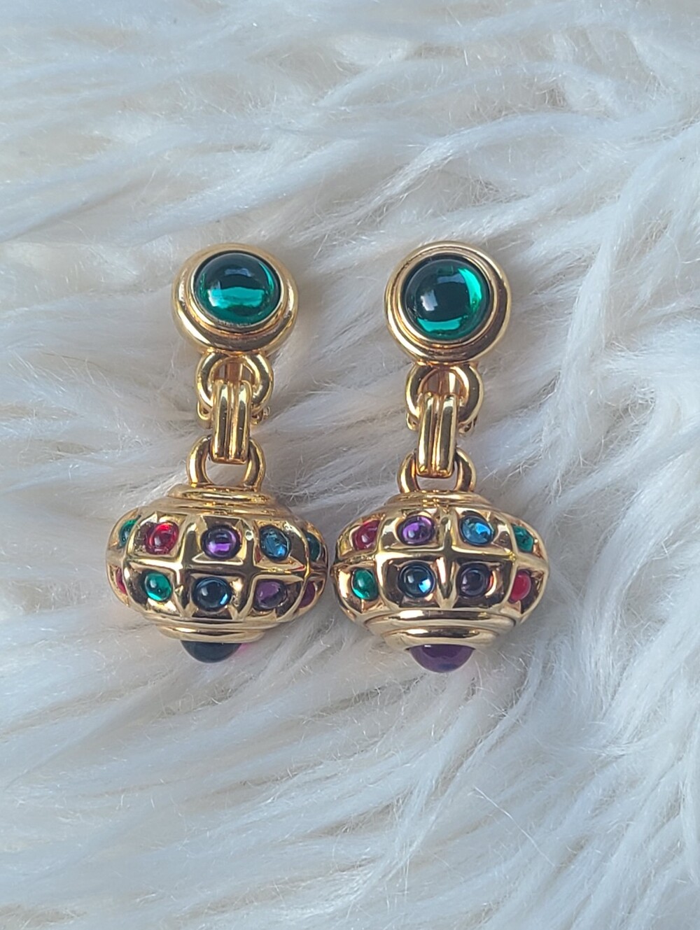 Swarovski Gold Plated Drop Clip-on Earrings- Excellent Vintage Condition